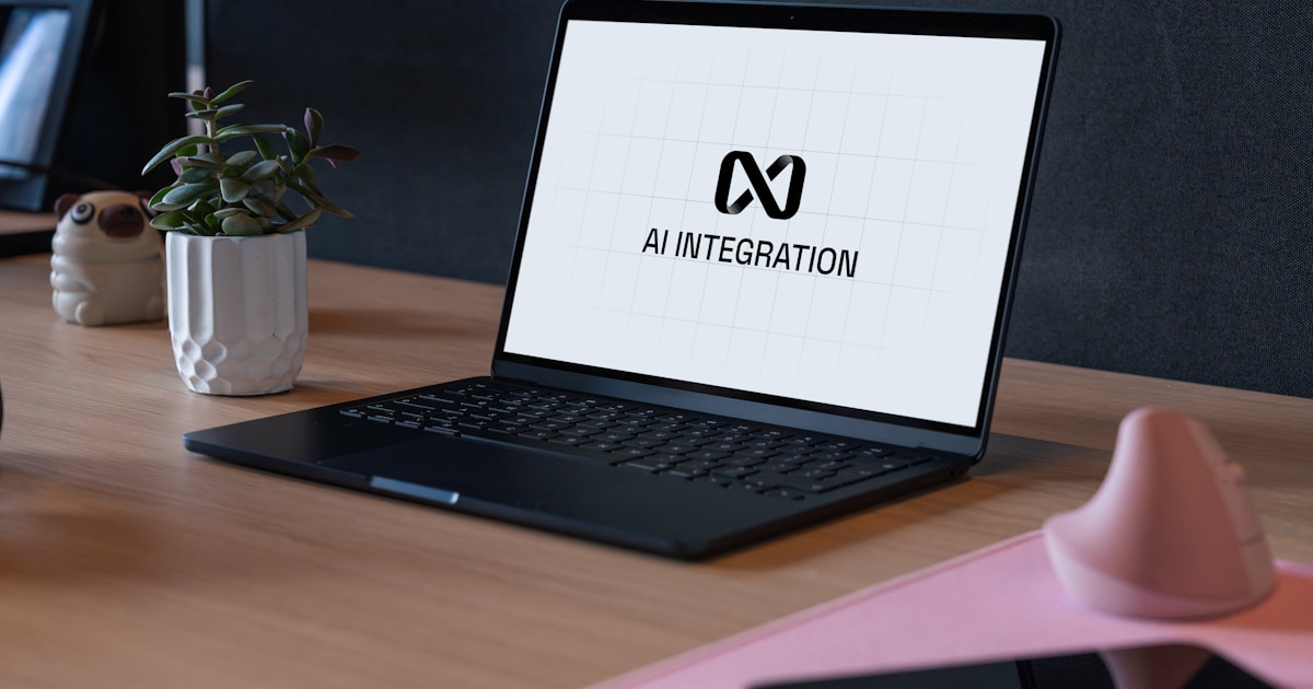 A professional using a laptop with an AI integration interface for business automation