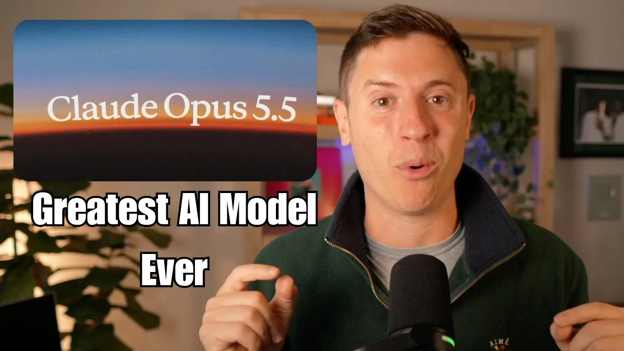 Claude Opus 5.5 YouTube video thumbnail by Alex Finn, used as the featured image